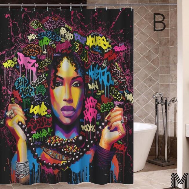 Graffiti Hip Hop African Girl Shower Curtain