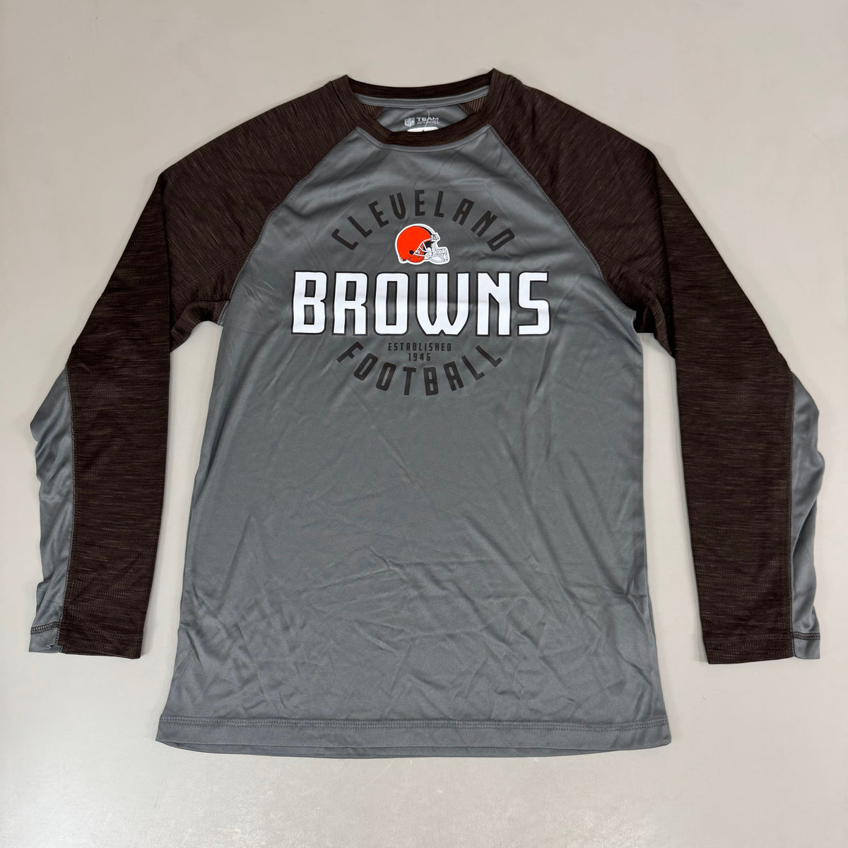 NFL Cleveland Browns Long Sleeve Shirt M Brown/Grey 1802970 Established 1946