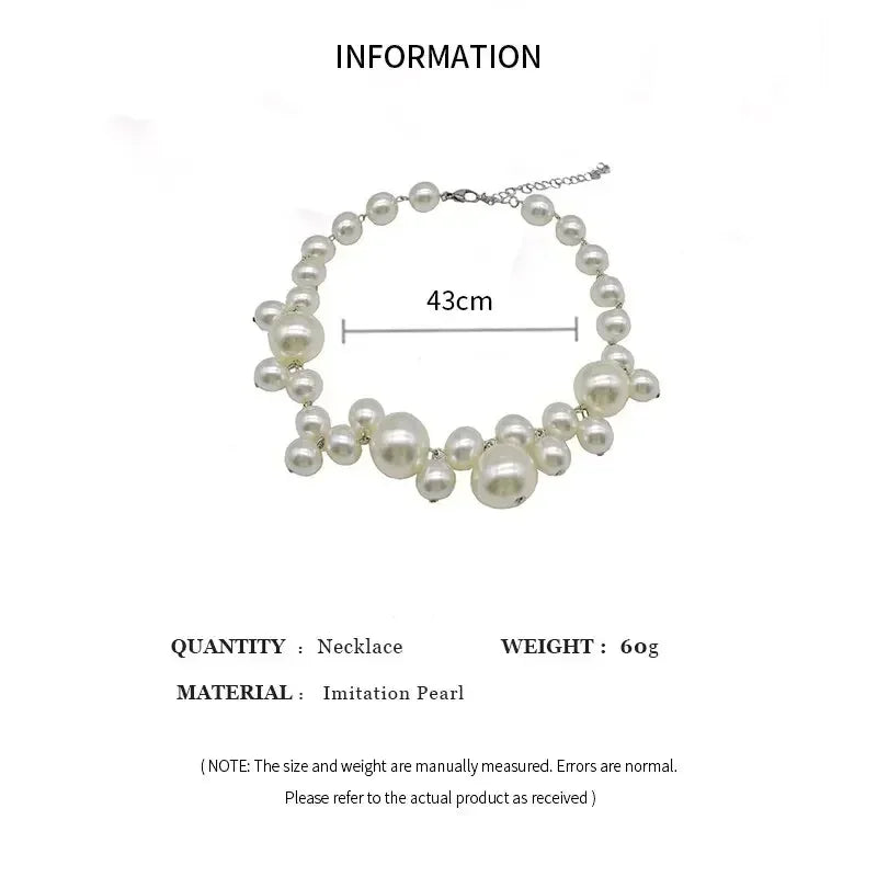 Elegant Imitation Pearl Women's Necklace Big Pearls Beads Choker Necklaces Party Wedding Bride Necklace Jewelry Girls Gifts