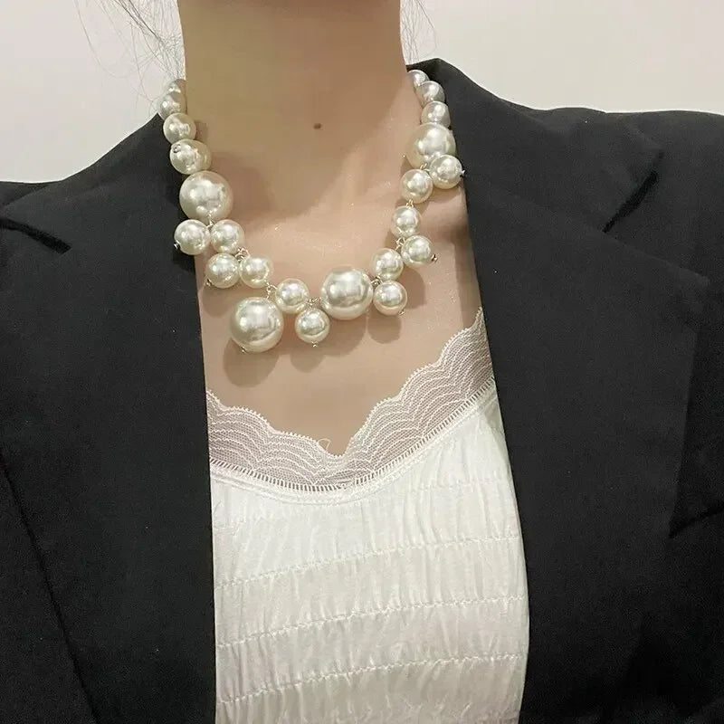 Elegant Imitation Pearl Women's Necklace Big Pearls Beads Choker Necklaces Party Wedding Bride Necklace Jewelry Girls Gifts
