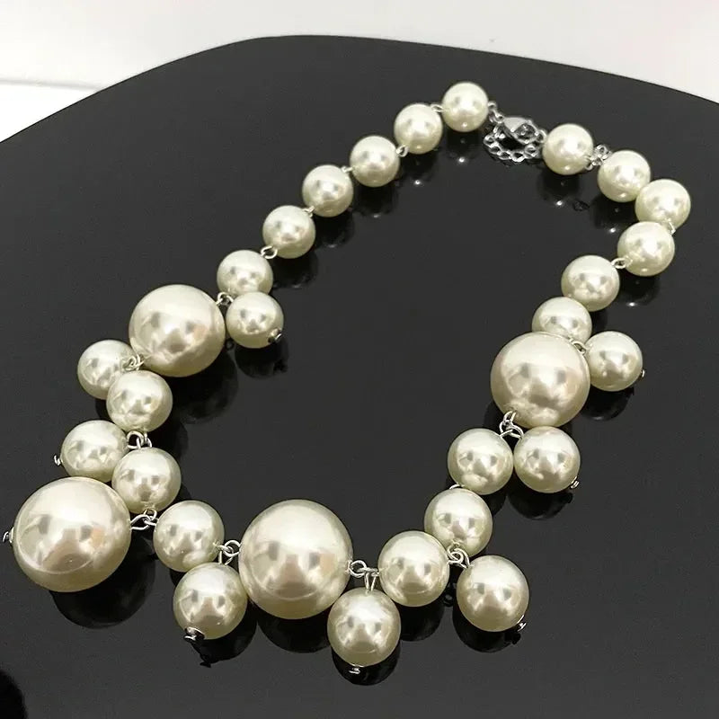 Elegant Imitation Pearl Women's Necklace Big Pearls Beads Choker Necklaces Party Wedding Bride Necklace Jewelry Girls Gifts