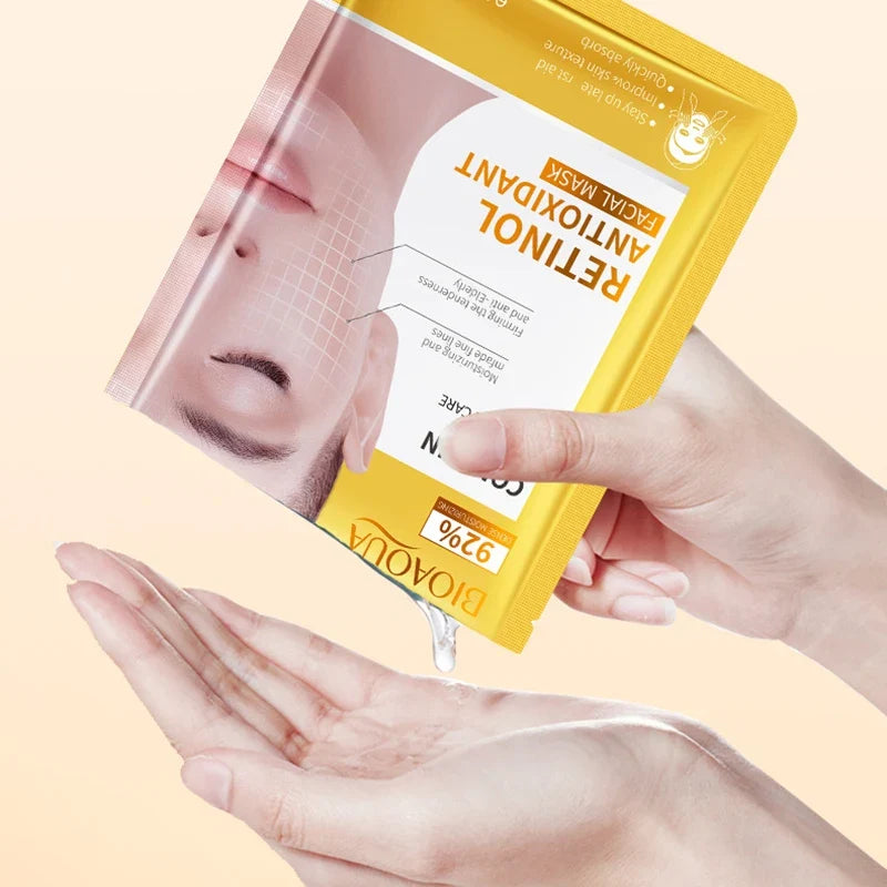 15pcs BIOAQUA Retinol Collagen Facial Masks Firming Moisturizing Nourishing Hydrating Face Mask Facial Skin Care Products