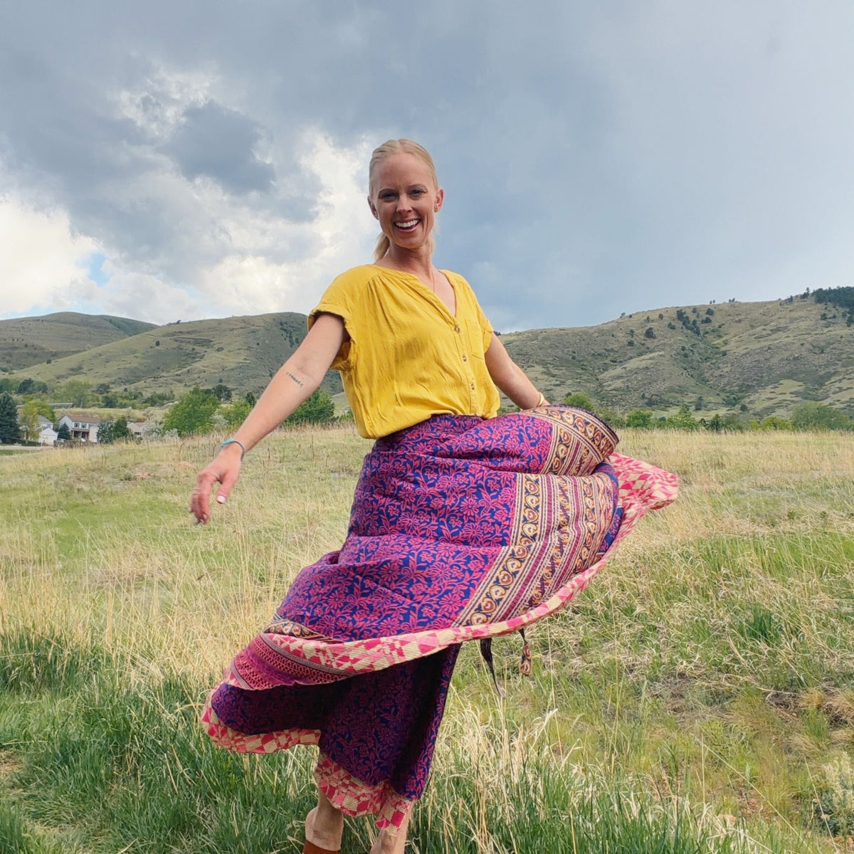 Made With Love Saree Wrap Skirt – One-of-a-Kind Recycled Sari, Boho Style