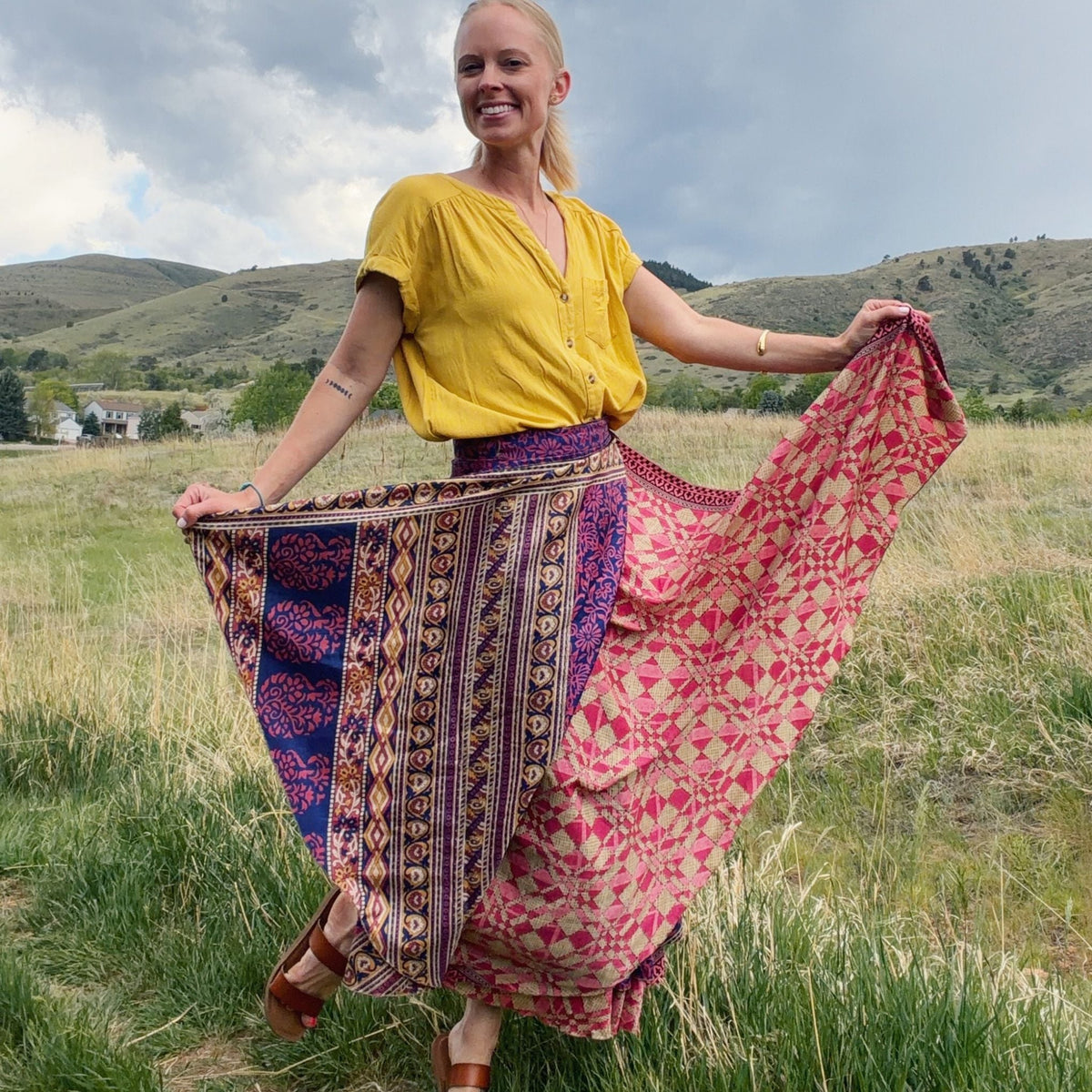 Made With Love Saree Wrap Skirt – One-of-a-Kind Recycled Sari, Boho Style
