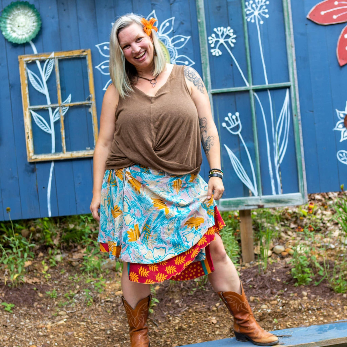 Made With Love Saree Wrap Skirt – One-of-a-Kind Recycled Sari, Boho Style