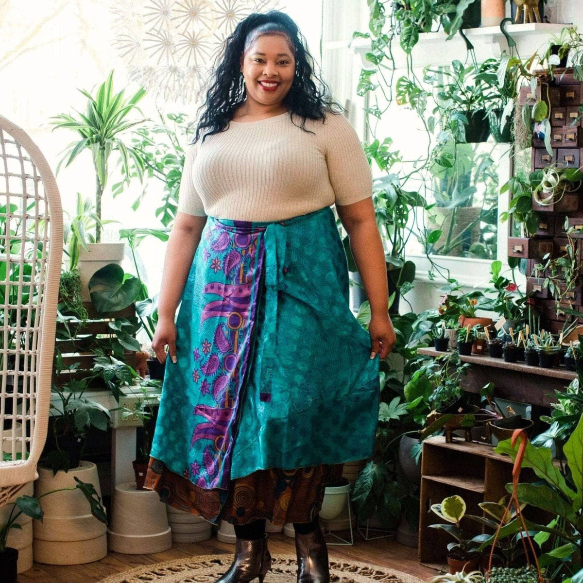 Made With Love Saree Wrap Skirt – One-of-a-Kind Recycled Sari, Boho Style