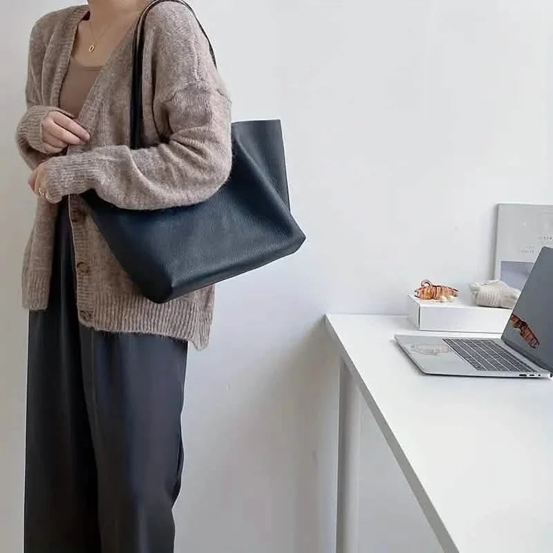 Women's Large Totes PU Leather Shoulder Bag Soft Purse Hobo Handbag Casual Top Handle Bag For Travel Work